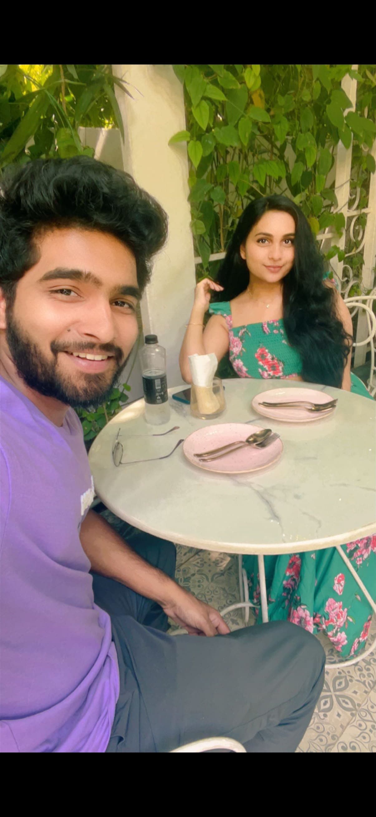 Abhigna and Hemanth during one of their early cafe dates